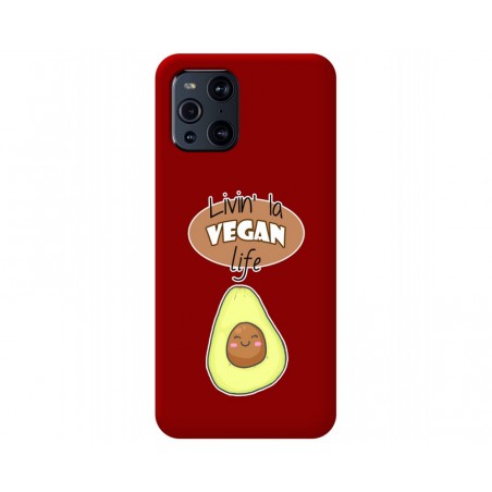 Funda Silicona Líquida Roja para Oppo Find X3 Pro 5G diseño Vegan Life Dibujos