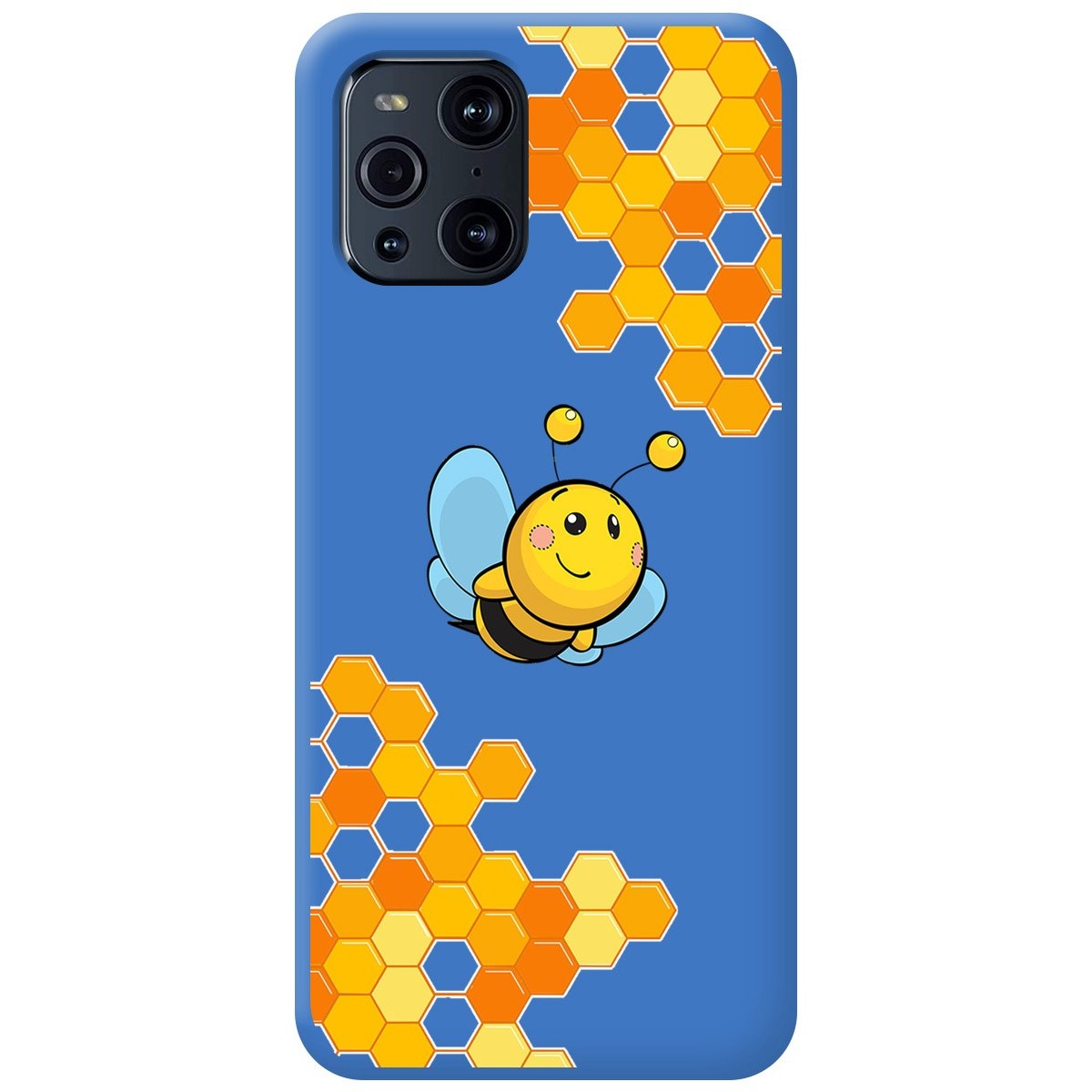 Funda Silicona Líquida Azul para Oppo Find X3 Pro 5G diseño Abeja Dibujos