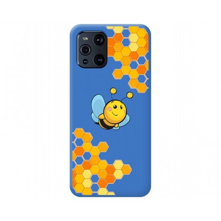 Funda Silicona Líquida Azul para Oppo Find X3 Pro 5G diseño Abeja Dibujos