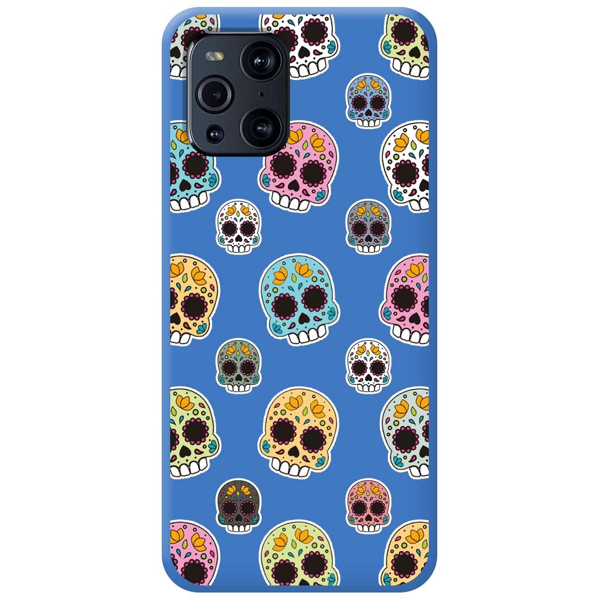 Funda Silicona Líquida Azul para Oppo Find X3 Pro 5G diseño Catrina Dibujos