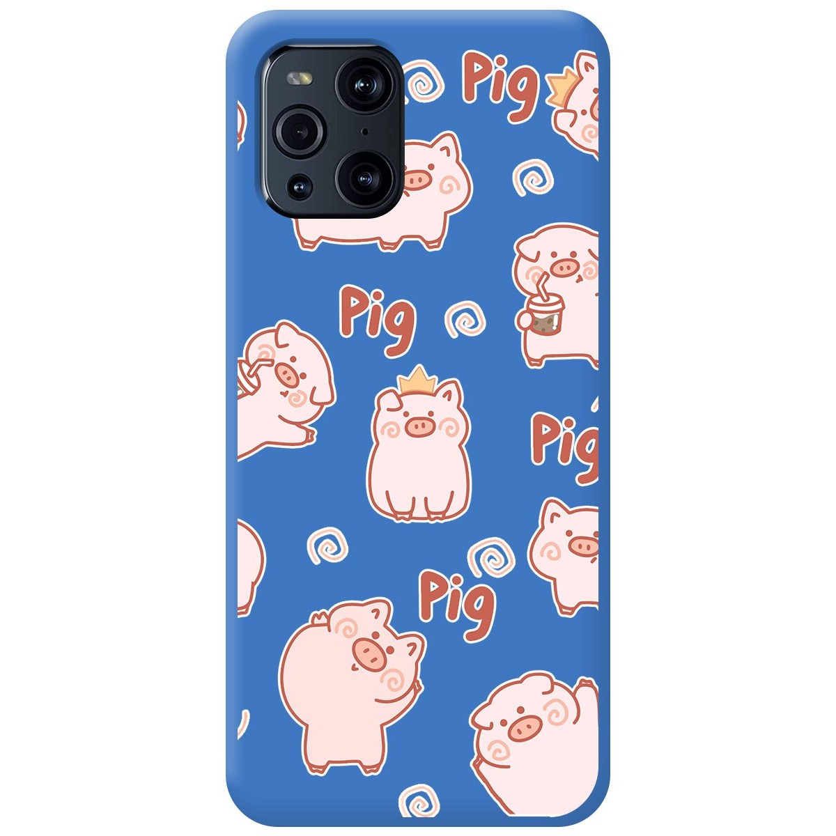 Funda Silicona Líquida Azul para Oppo Find X3 Pro 5G diseño Cerdos Dibujos