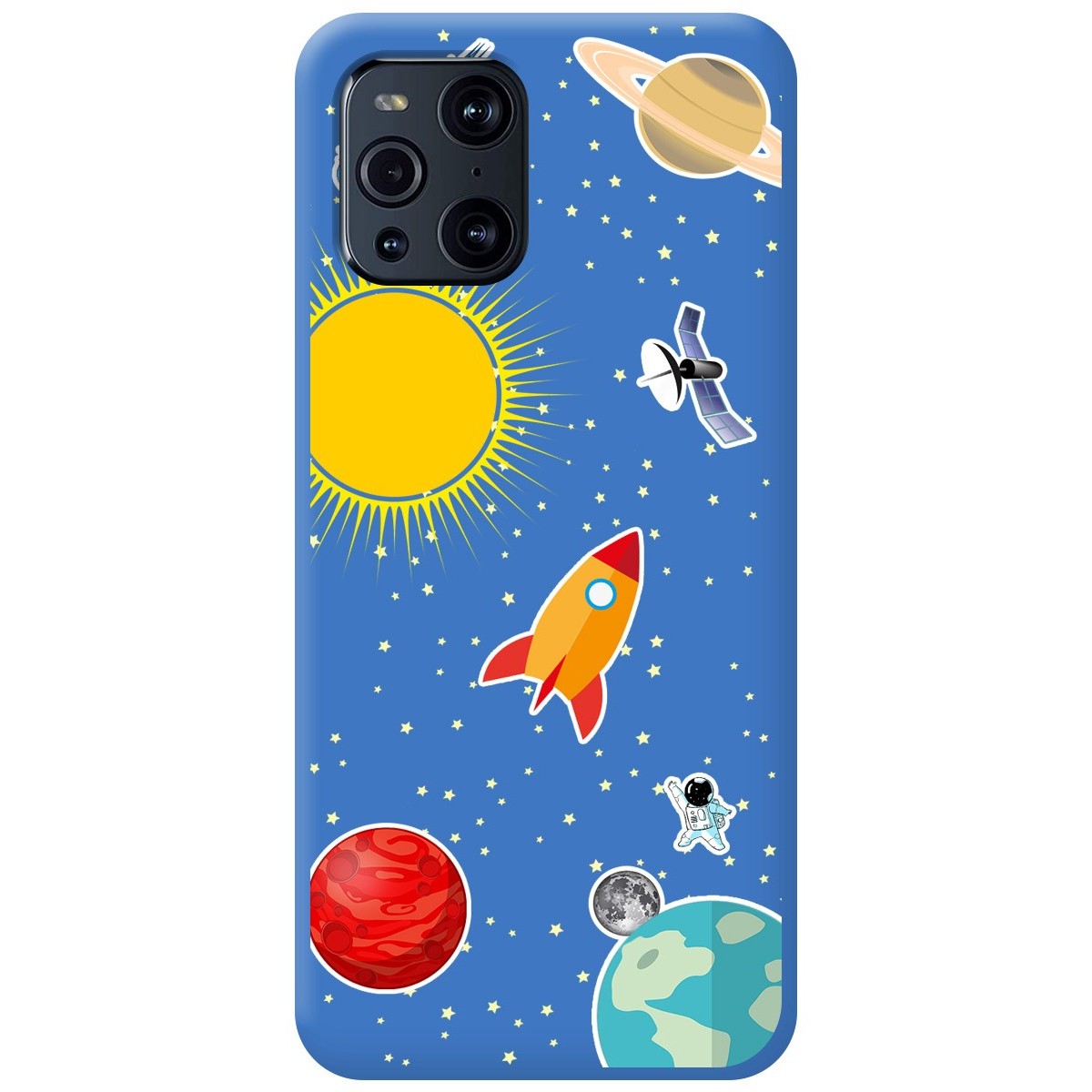 Funda Silicona Líquida Azul para Oppo Find X3 Pro 5G diseño Espacio Dibujos
