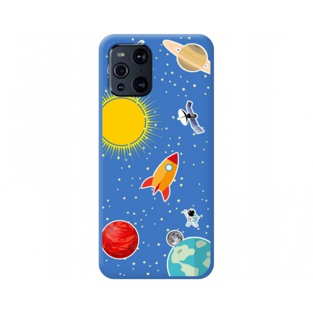 Funda Silicona Líquida Azul para Oppo Find X3 Pro 5G diseño Espacio Dibujos