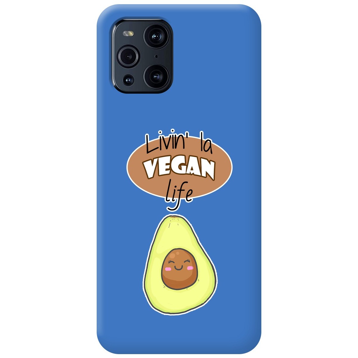 Funda Silicona Líquida Azul para Oppo Find X3 Pro 5G diseño Vegan Life Dibujos