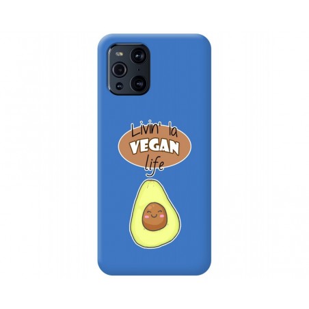 Funda Silicona Líquida Azul para Oppo Find X3 Pro 5G diseño Vegan Life Dibujos