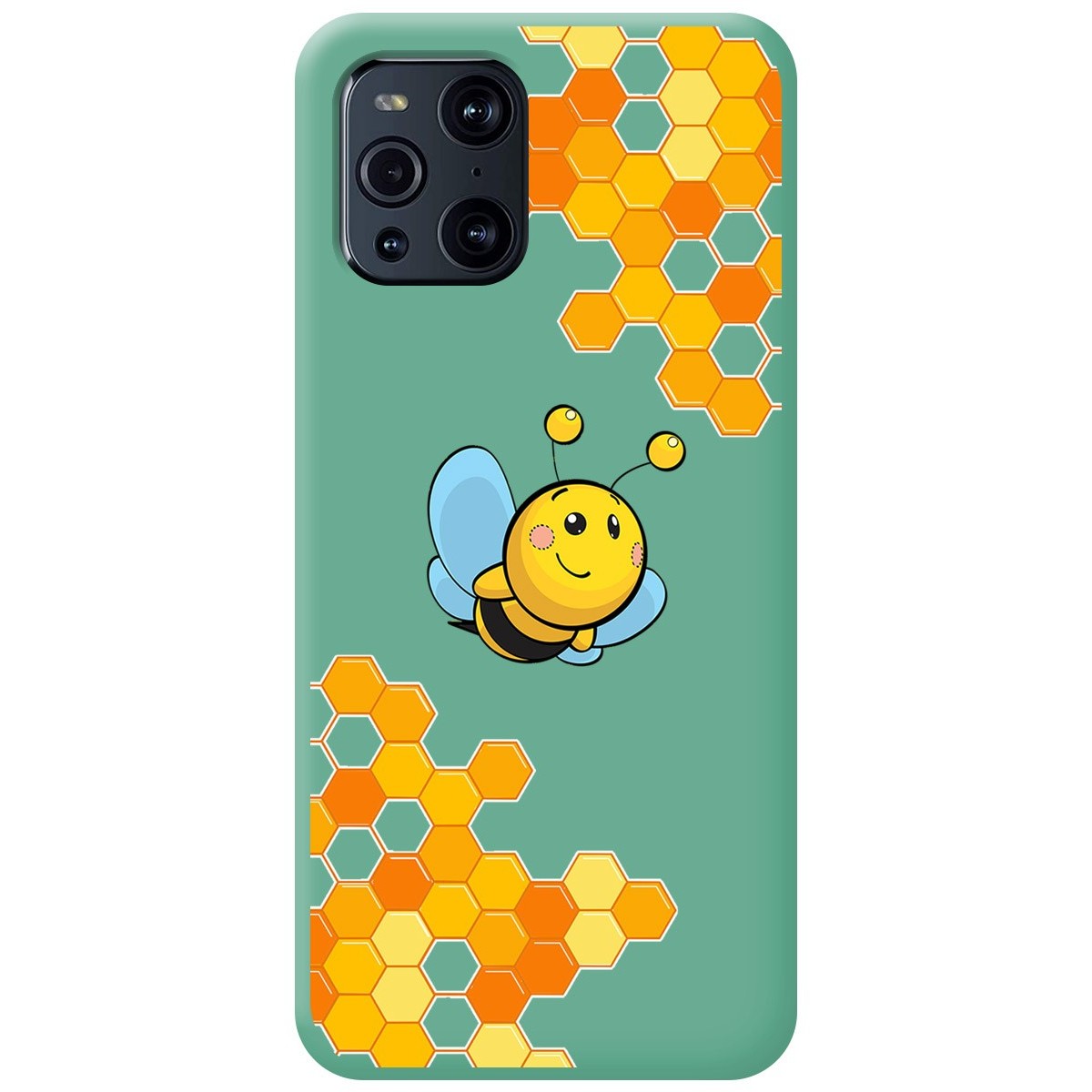 Funda Silicona Líquida Verde para Oppo Find X3 Pro 5G diseño Abeja Dibujos