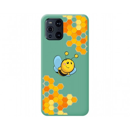 Funda Silicona Líquida Verde para Oppo Find X3 Pro 5G diseño Abeja Dibujos