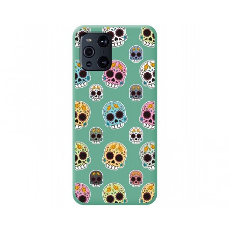 Funda Silicona Líquida Verde para Oppo Find X3 Pro 5G diseño Catrina Dibujos