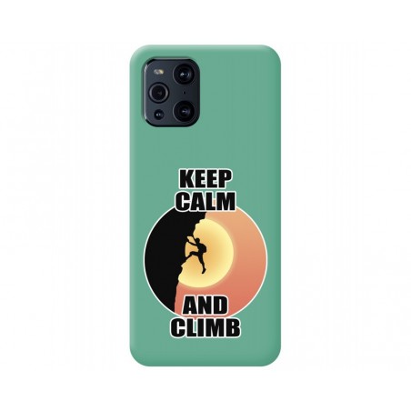 Funda Silicona Líquida Verde para Oppo Find X3 Pro 5G diseño Hombre Escalada Dibujos