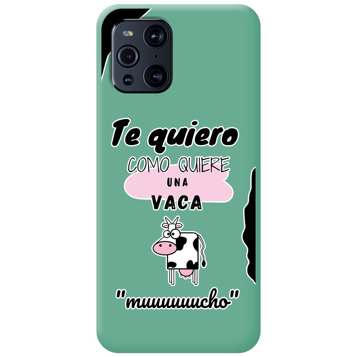 Funda Silicona Líquida Verde para Oppo Find X3 Pro 5G diseño Vaca Dibujos