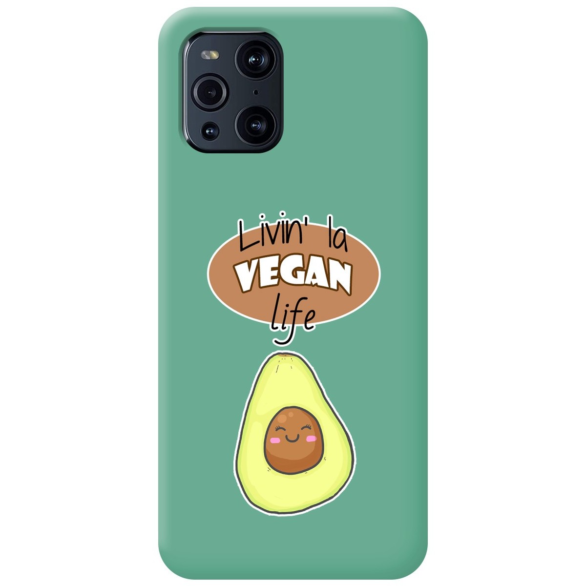 Funda Silicona Líquida Verde para Oppo Find X3 Pro 5G diseño Vegan Life Dibujos