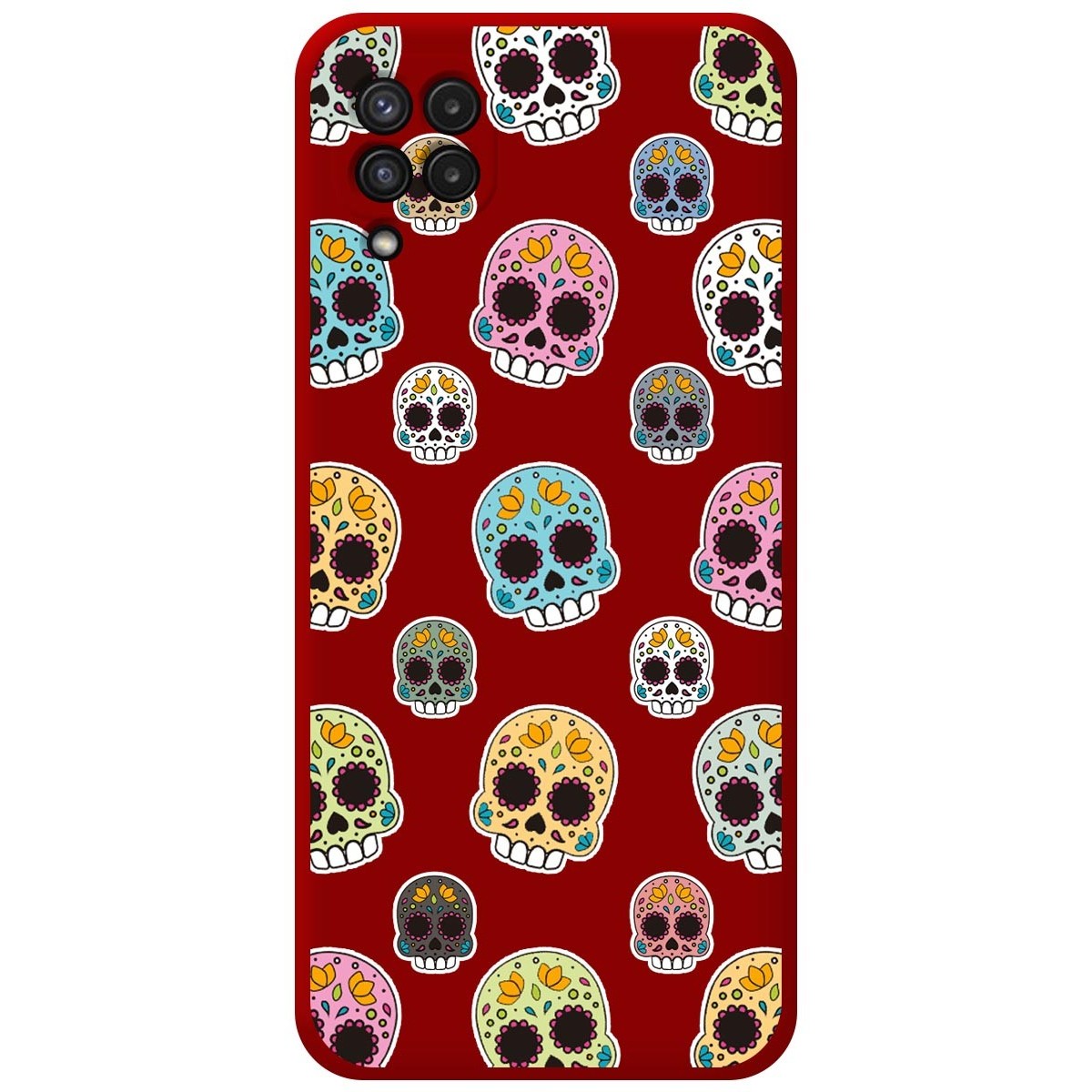 Funda Silicona Líquida Roja para Samsung Galaxy A22 4G / M22 diseño Catrina Dibujos