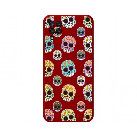 Funda Silicona Líquida Roja para Samsung Galaxy A22 4G / M22 diseño Catrina Dibujos