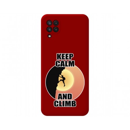 Funda Silicona Líquida Roja para Samsung Galaxy A22 4G / M22 diseño Hombre Escalada Dibujos