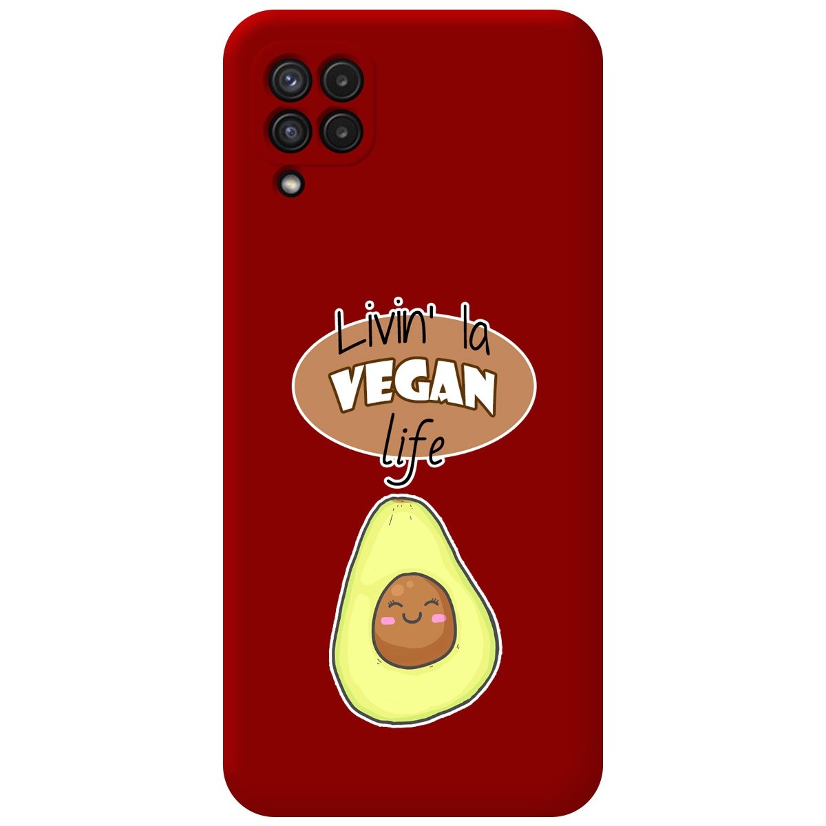 Funda Silicona Líquida Roja para Samsung Galaxy A22 4G / M22 diseño Vegan Life Dibujos