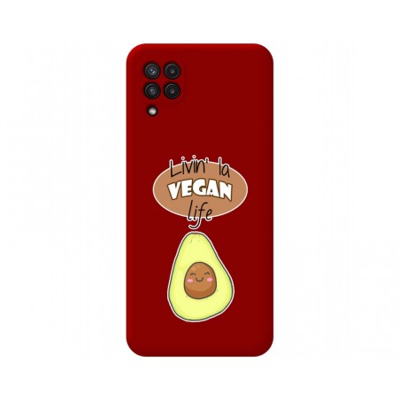Funda Silicona Líquida Roja para Samsung Galaxy A22 4G / M22 diseño Vegan Life Dibujos