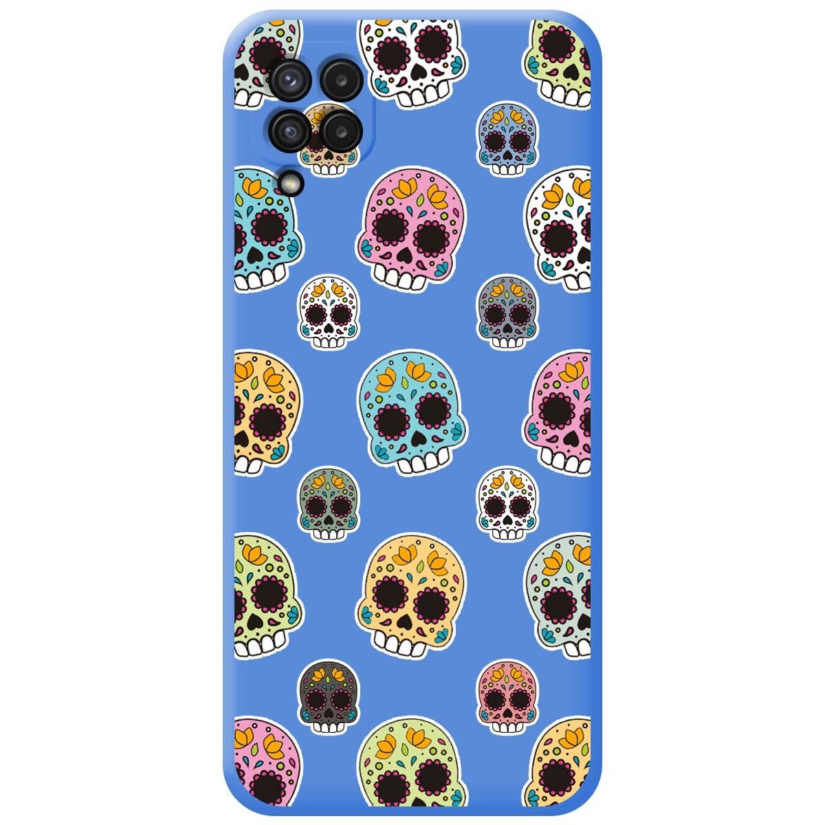 Funda Silicona Líquida Azul para Samsung Galaxy A22 4G / M22 diseño Catrina Dibujos