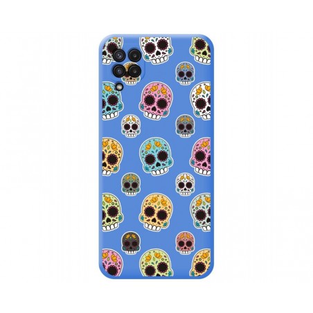 Funda Silicona Líquida Azul para Samsung Galaxy A22 4G / M22 diseño Catrina Dibujos