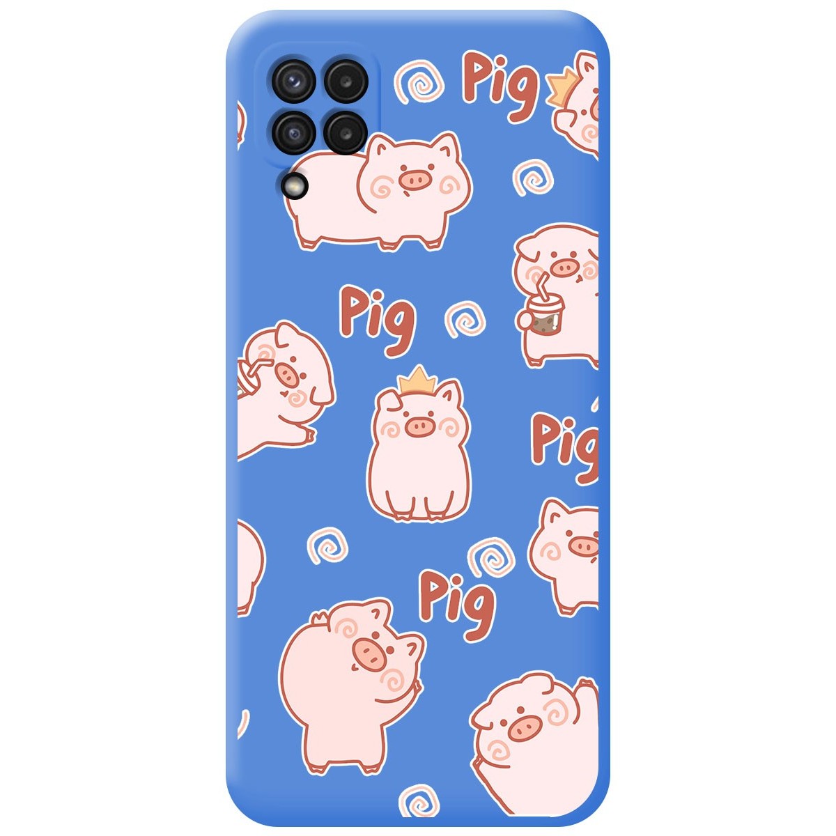 Funda Silicona Líquida Azul para Samsung Galaxy A22 4G / M22 diseño Cerdos Dibujos