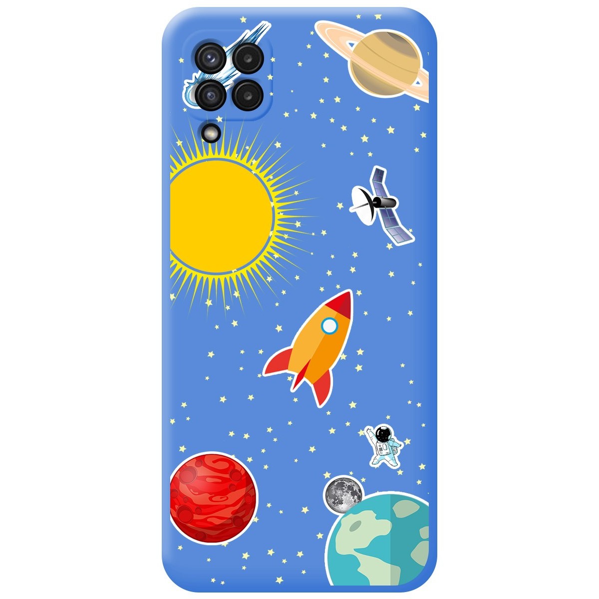 Funda Silicona Líquida Azul para Samsung Galaxy A22 4G / M22 diseño Espacio Dibujos