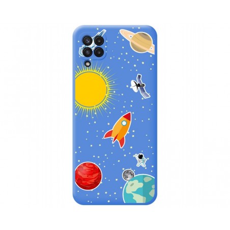 Funda Silicona Líquida Azul para Samsung Galaxy A22 4G / M22 diseño Espacio Dibujos