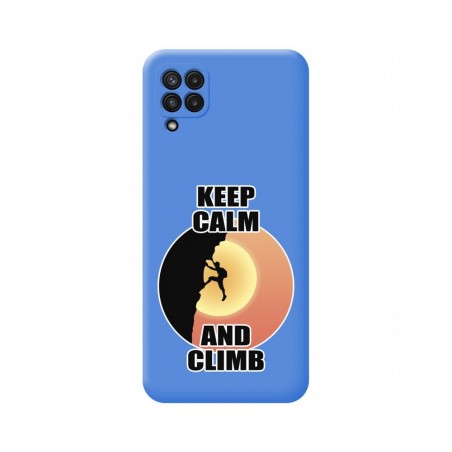 Funda Silicona Líquida Azul para Samsung Galaxy A22 4G / M22 diseño Hombre Escalada Dibujos