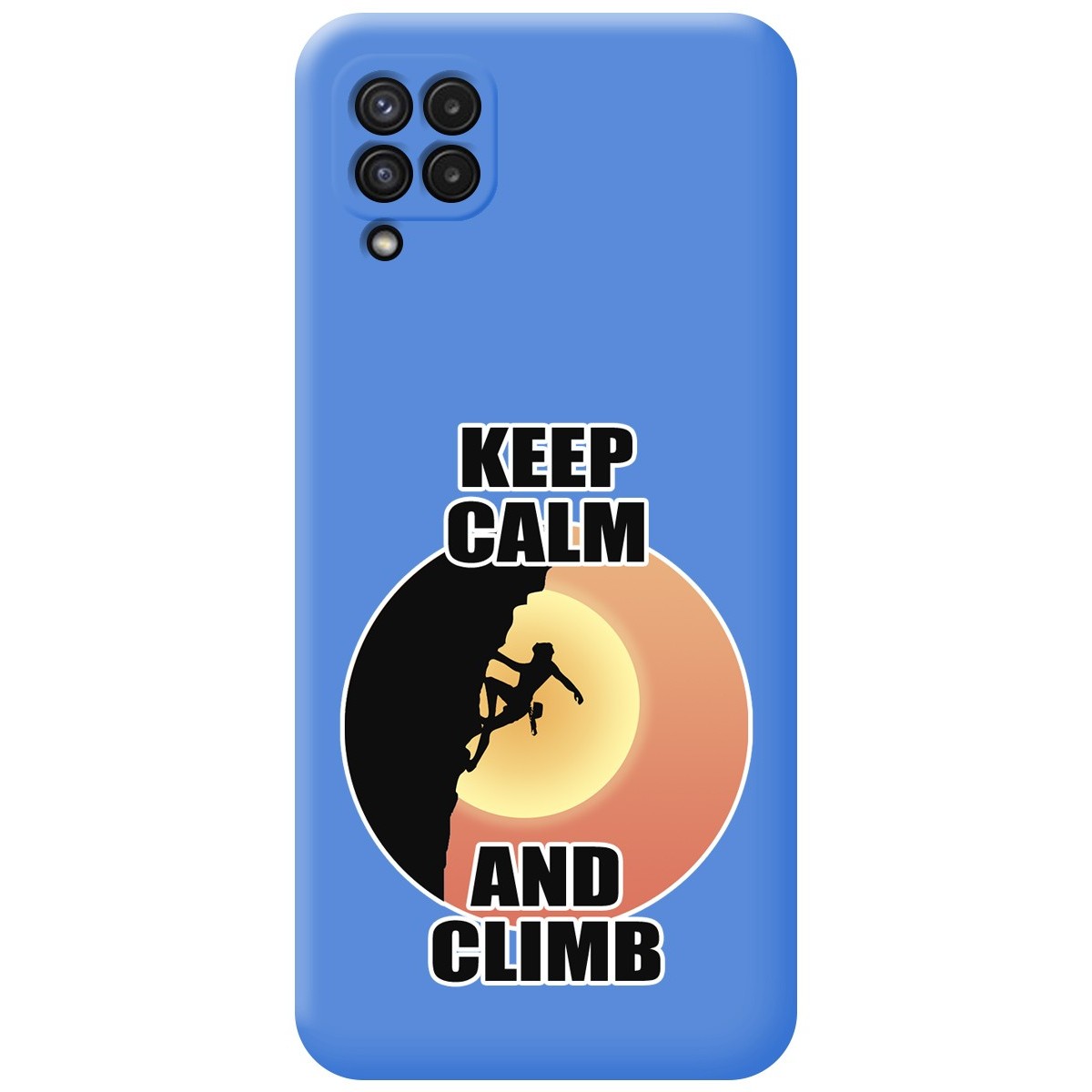 Funda Silicona Líquida Azul para Samsung Galaxy A22 4G / M22 diseño Mujer Escalada Dibujos