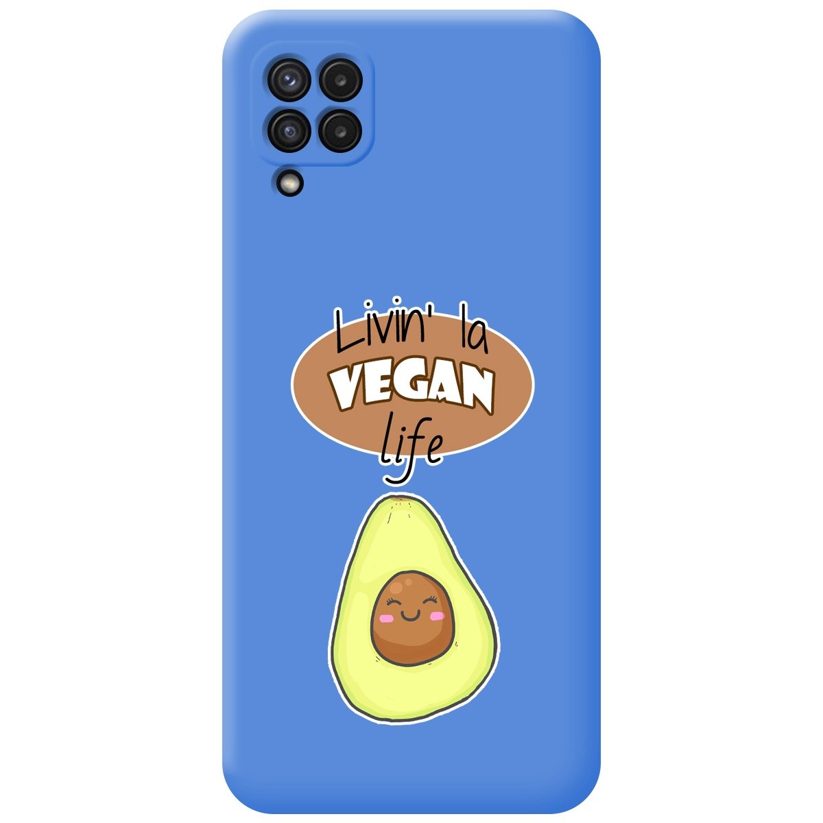 Funda Silicona Líquida Azul para Samsung Galaxy A22 4G / M22 diseño Vegan Life Dibujos