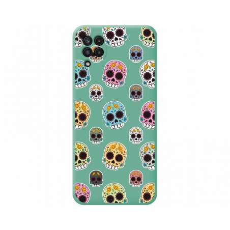 Funda Silicona Líquida Verde para Samsung Galaxy A22 4G / M22 diseño Catrina Dibujos