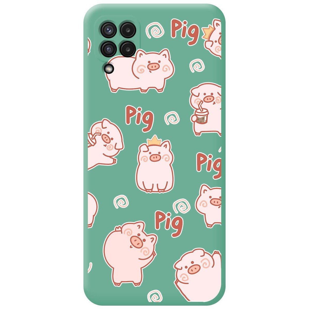 Funda Silicona Líquida Verde para Samsung Galaxy A22 4G / M22 diseño Cerdos Dibujos