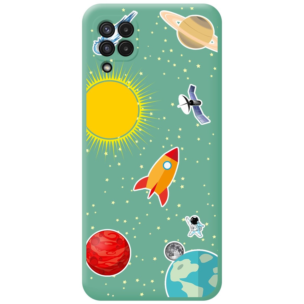 Funda Silicona Líquida Verde para Samsung Galaxy A22 4G / M22 diseño Espacio Dibujos