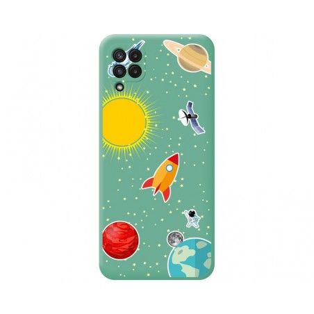Funda Silicona Líquida Verde para Samsung Galaxy A22 4G / M22 diseño Espacio Dibujos