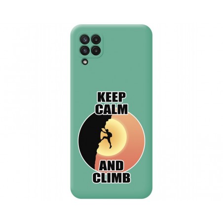 Funda Silicona Líquida Verde para Samsung Galaxy A22 4G / M22 diseño Hombre Escalada Dibujos