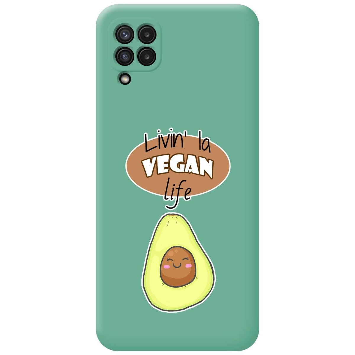 Funda Silicona Líquida Verde para Samsung Galaxy A22 4G / M22 diseño Vegan Life Dibujos