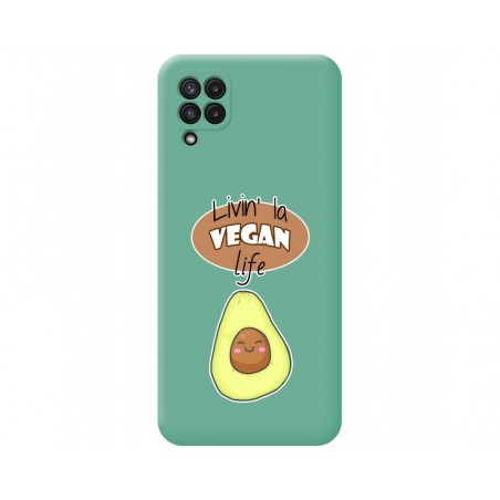 Funda Silicona Líquida Verde para Samsung Galaxy A22 4G / M22 diseño Vegan Life Dibujos