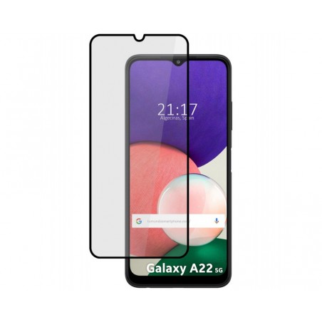 Protector Cristal Templado Completo 5D Full Glue Negro para Samsung Galaxy A22 5G Vidrio