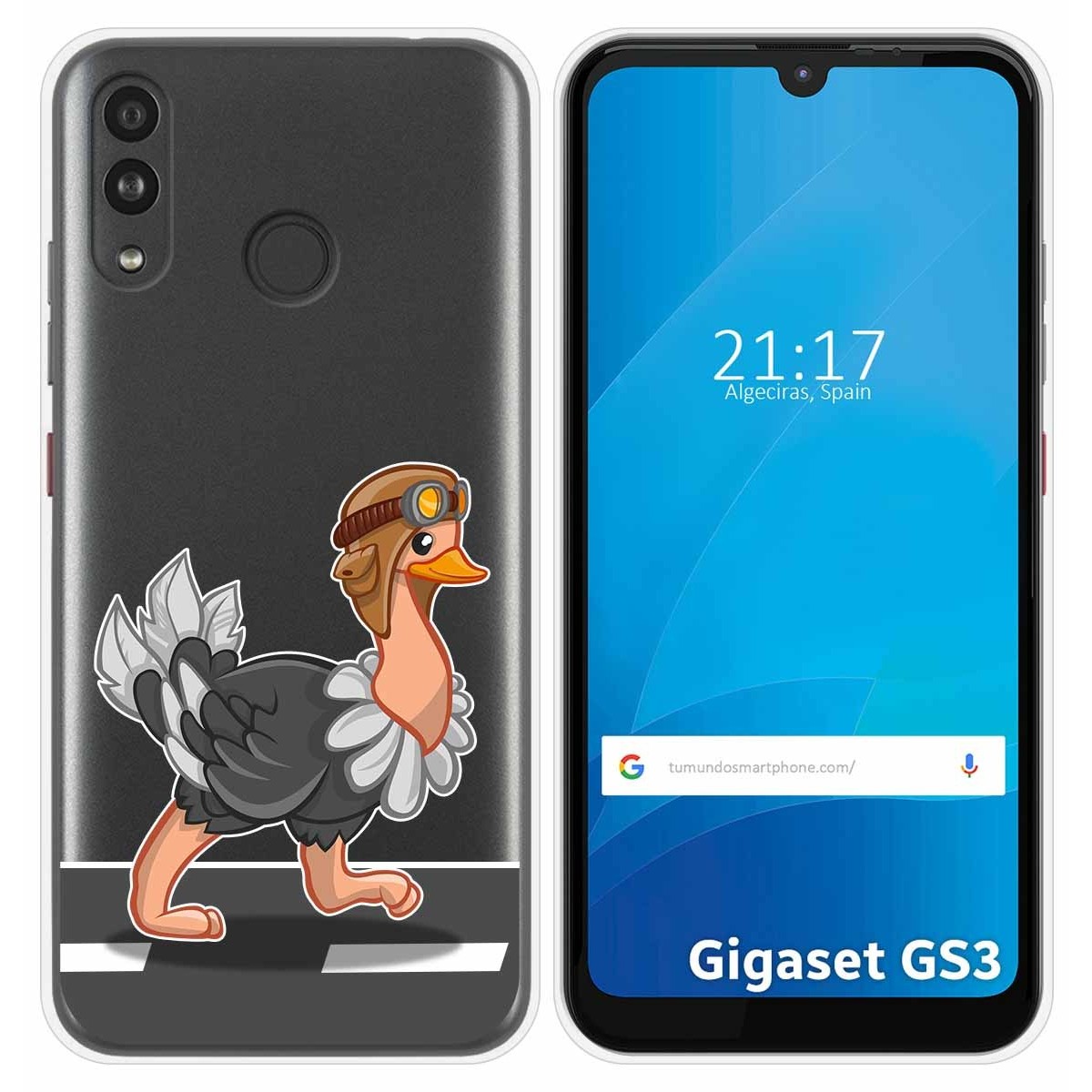 Funda Silicona Transparente para Gigaset GS3 diseño Avestruz Dibujos