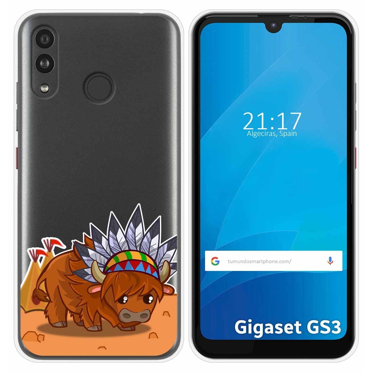 Funda Silicona Transparente para Gigaset GS3 diseño Bufalo Dibujos