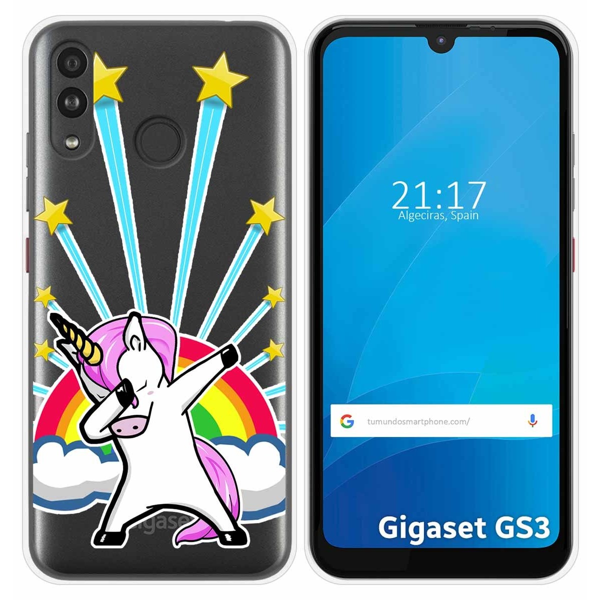Funda Silicona Transparente para Gigaset GS3 diseño Unicornio Dibujos