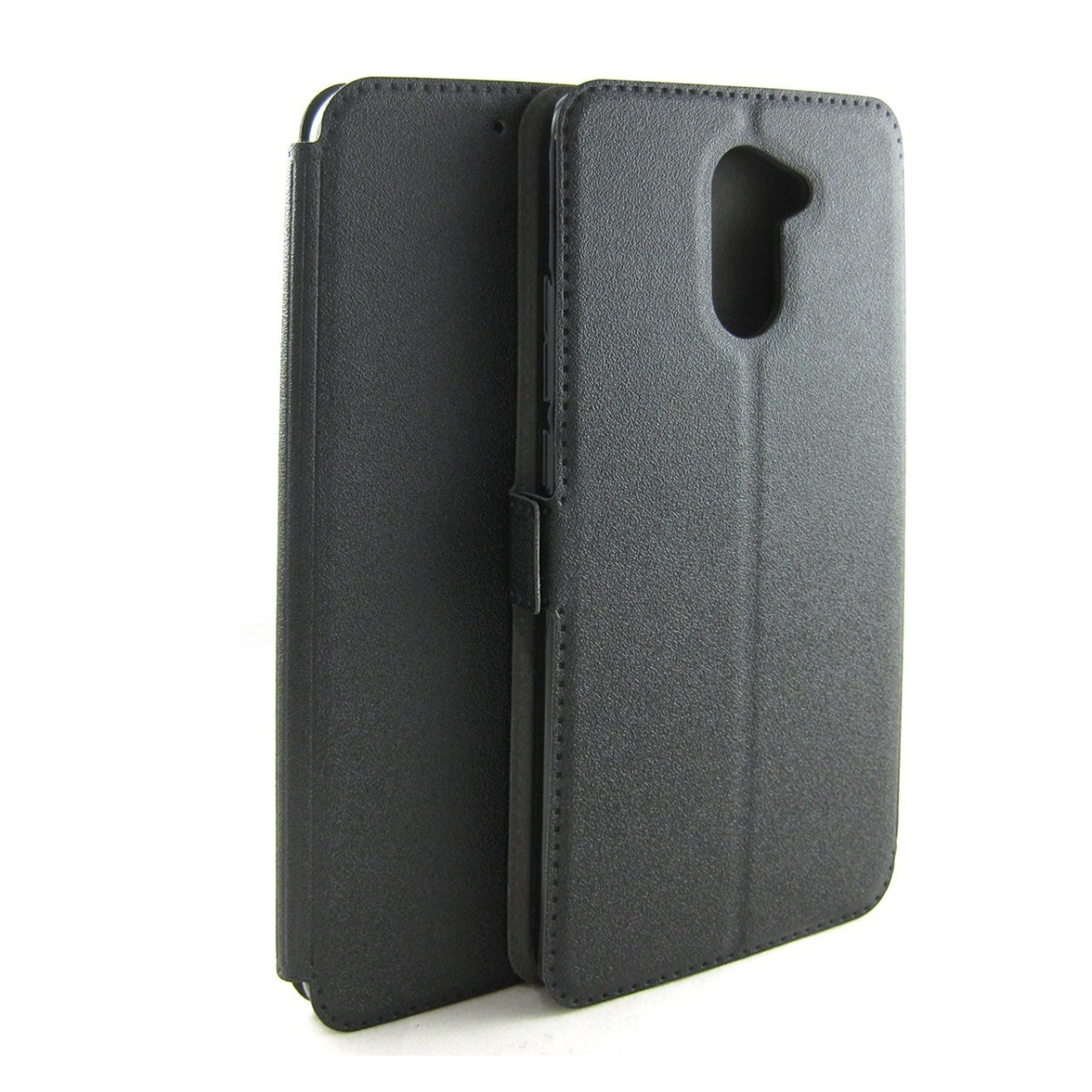 Funda Soporte Piel Negra para Huawei Y7 Flip Libro