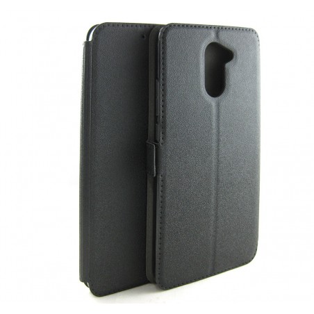 Funda Soporte Piel Negra para Huawei Y7 Flip Libro