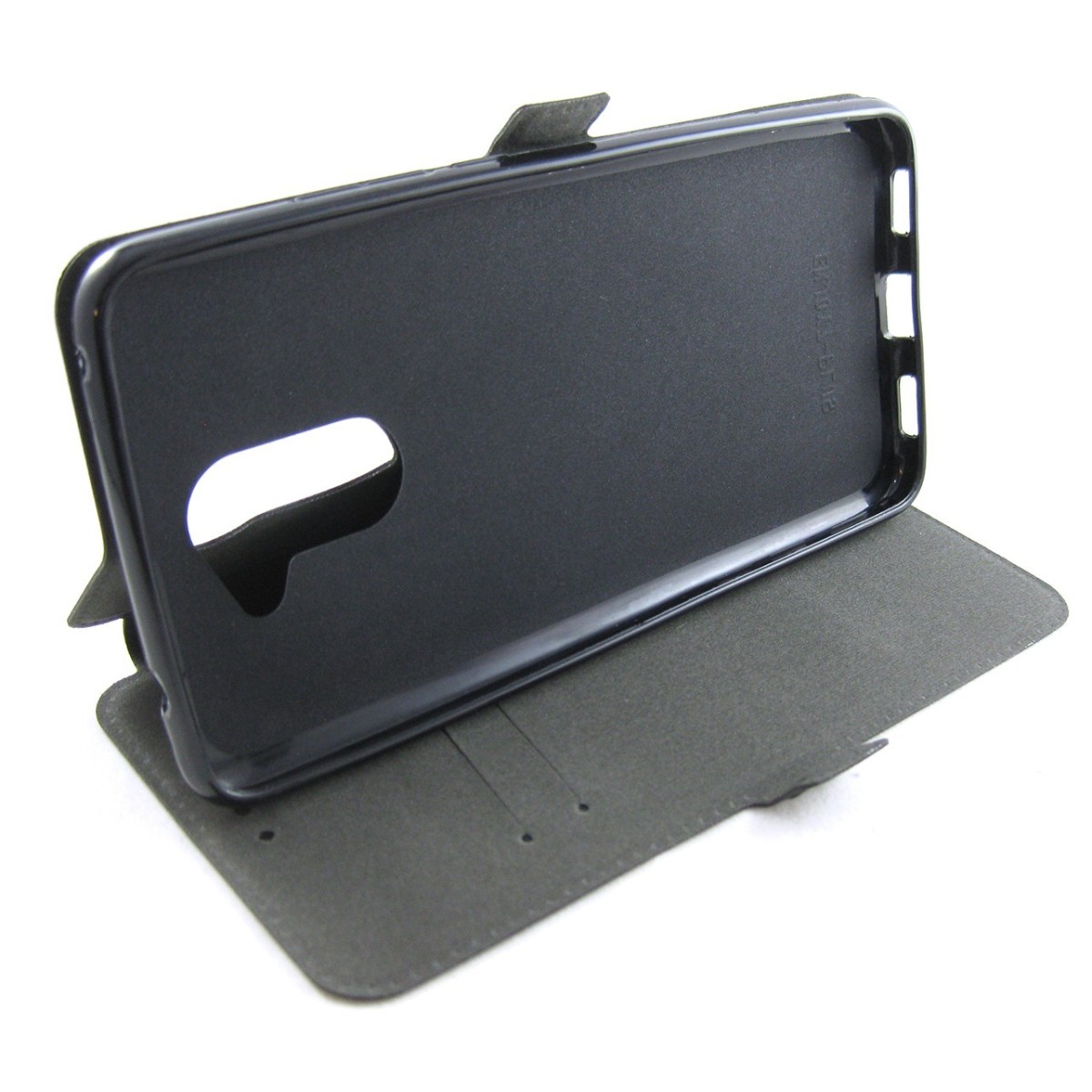 Funda Soporte Piel Negra para Huawei Y7 Flip Libro