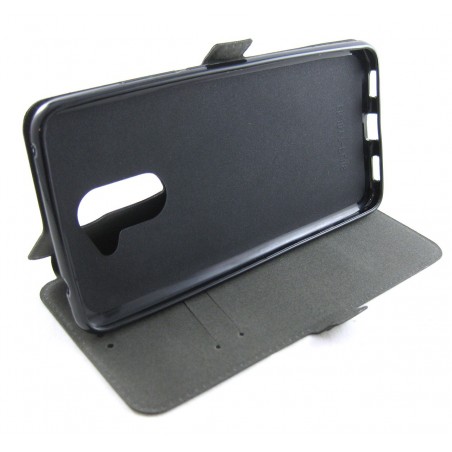 Funda Soporte Piel Negra para Huawei Y7 Flip Libro