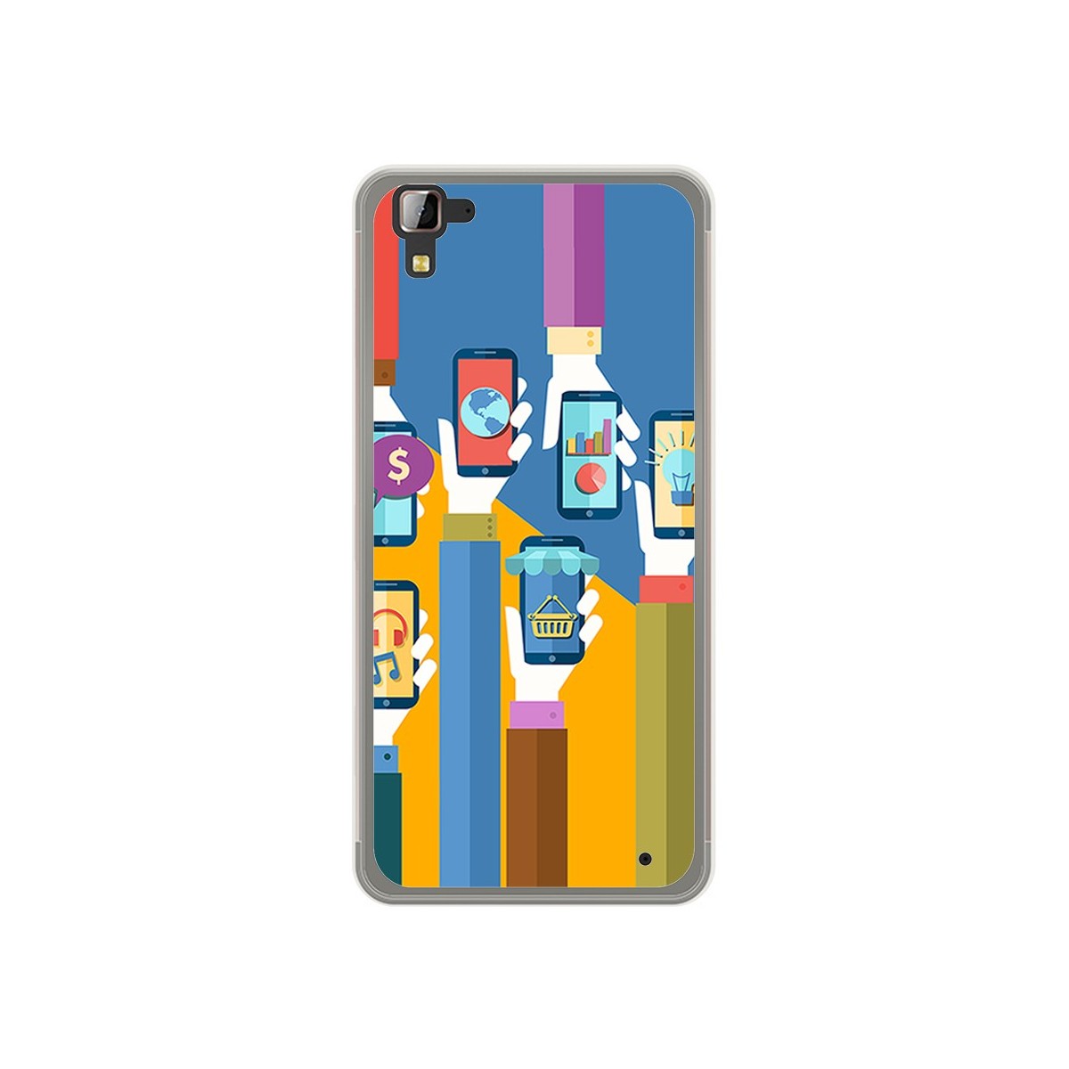 Funda Gel Tpu para Hisense C30 Rock Diseño Apps Dibujos