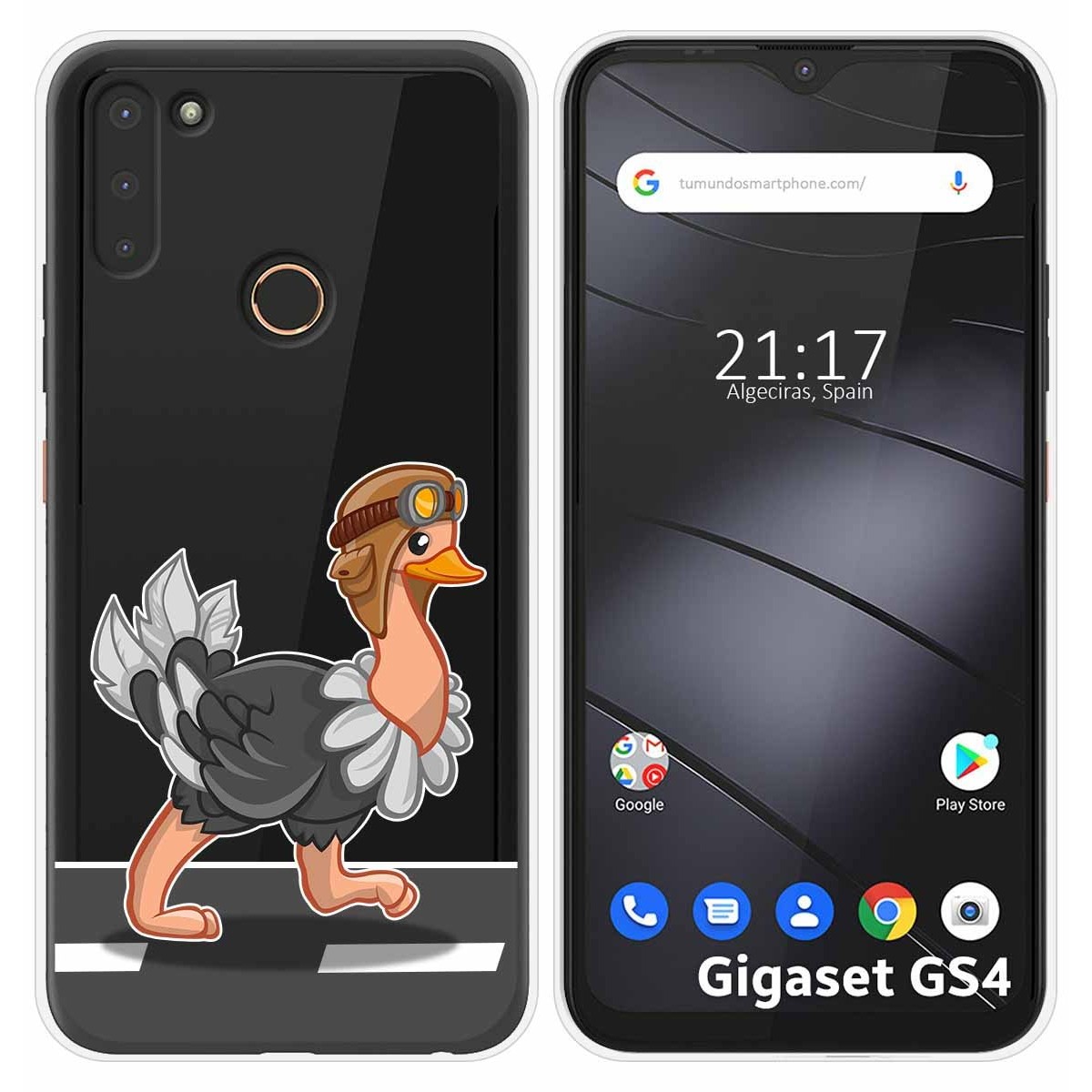 Funda Silicona Transparente para Gigaset GS4 diseño Avestruz Dibujos