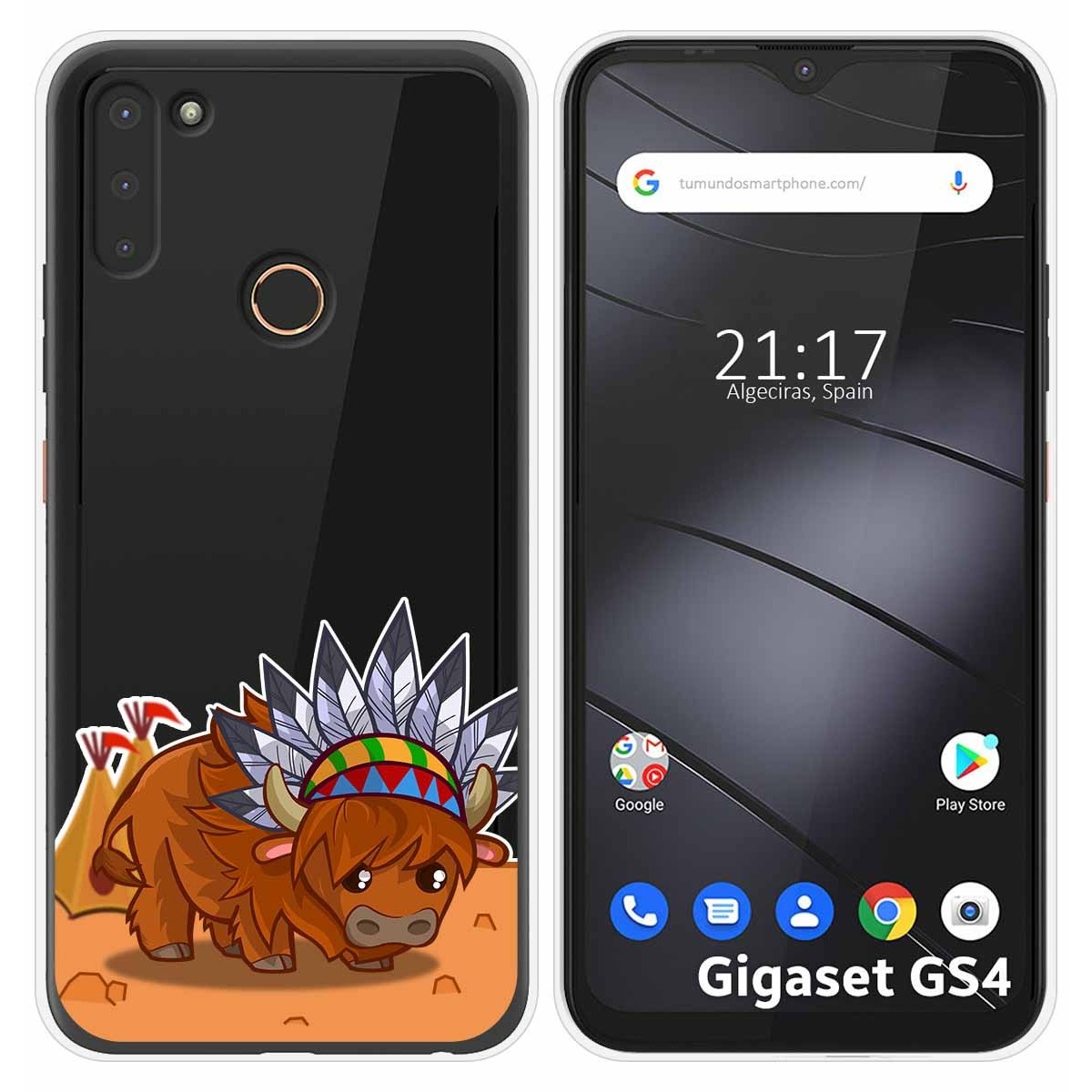 Funda Silicona Transparente para Gigaset GS4 diseño Bufalo Dibujos