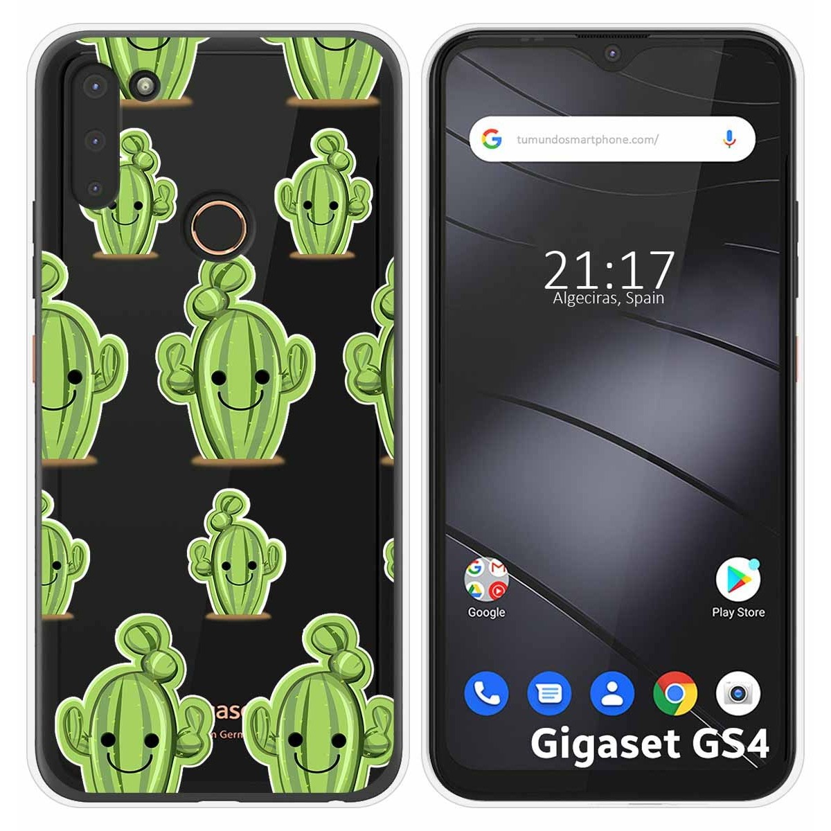Funda Silicona Transparente para Gigaset GS4 diseño Cactus Dibujos