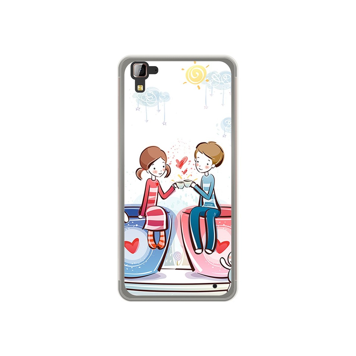 Funda Gel Tpu para Hisense C30 Rock Diseño Cafe Dibujos