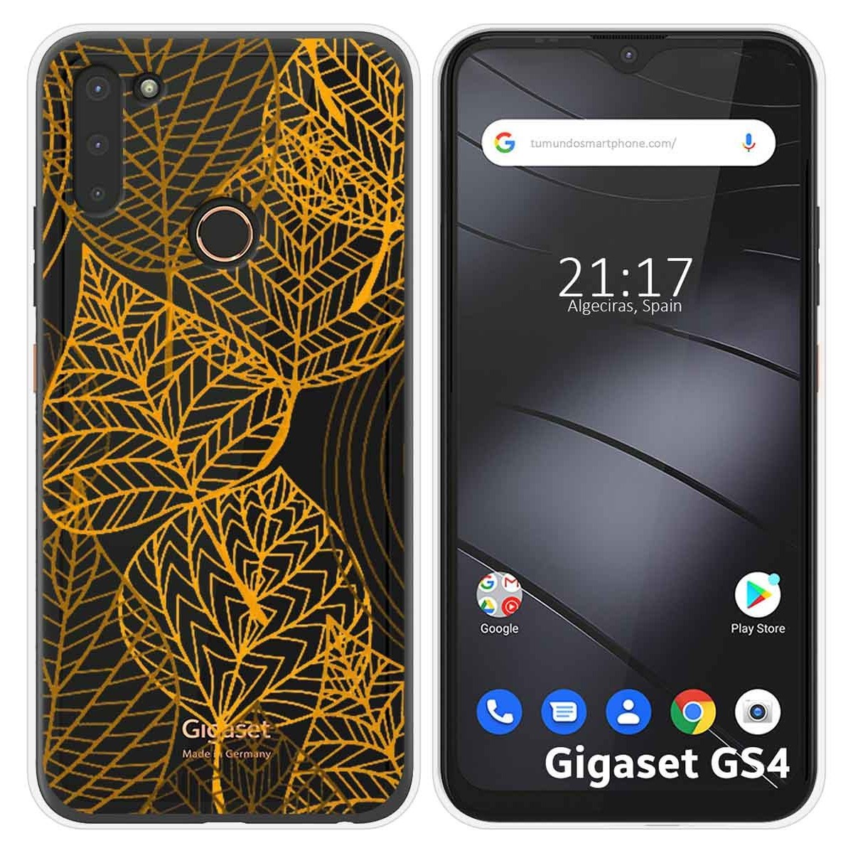 Funda Silicona Transparente para Gigaset GS4 diseño Hojas Dibujos
