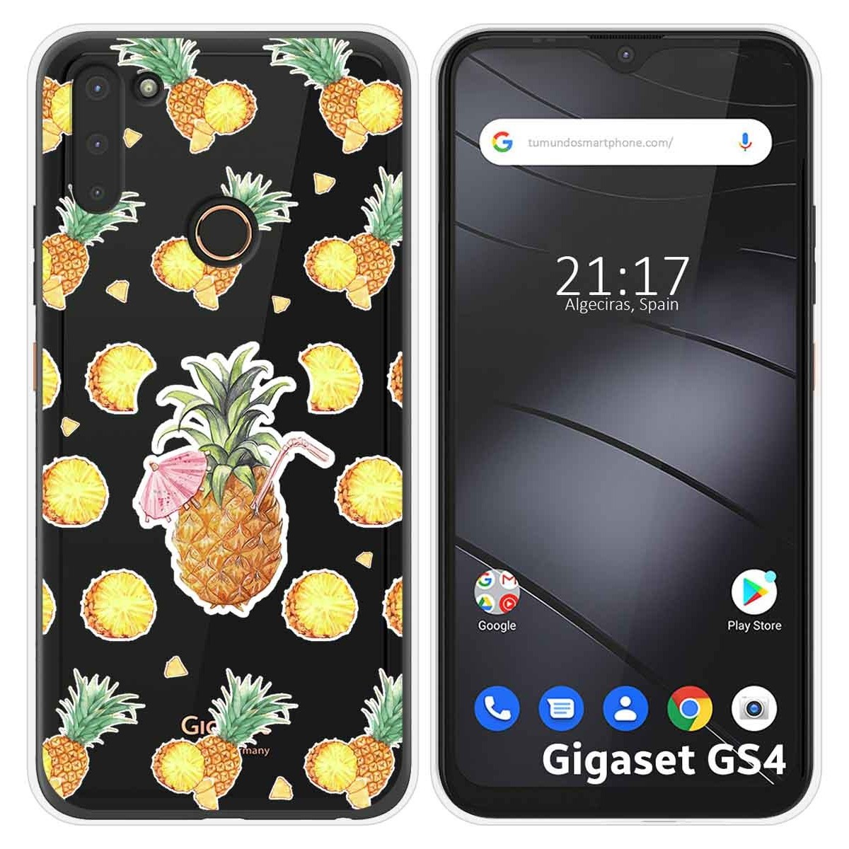 Funda Silicona Transparente para Gigaset GS4 diseño Piña Dibujos